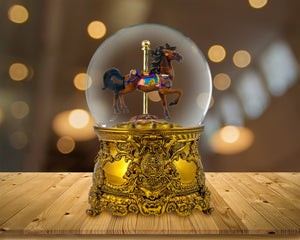 120MM Carousel Horse Revolving Musical Snow Globe The San Francisco Music Box Company Collectible