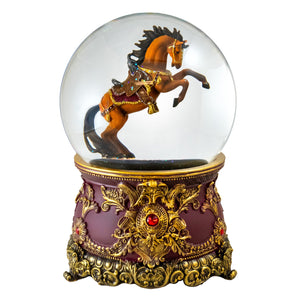 120MM Reared Up Revolving Horse Water Globe w/Blower The San Francisco Music Box Company Collectible