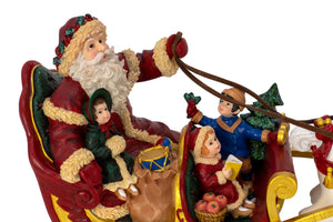 Santa with Children on Horse Sleigh Figurine