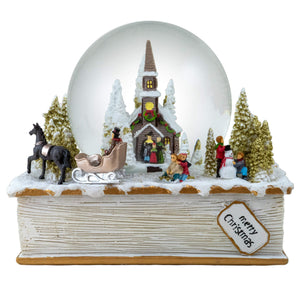 Winter Holiday Scene on Book Snow Globe