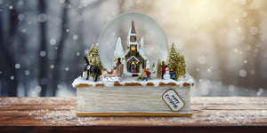 Winter Holiday Scene on Book Snow Globe