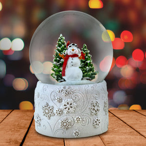 120MM Snowman Snow Globe with White Snowflake Base