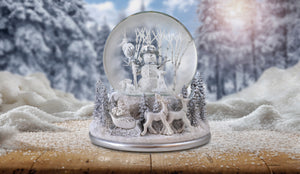 White Christmas Snowman Holiday Snow Globe