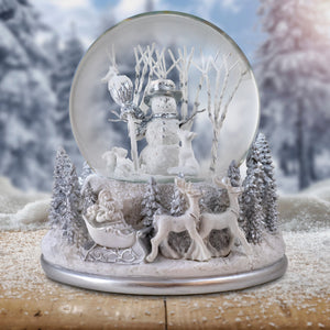 White Christmas Snowman Holiday Snow Globe