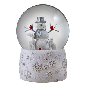 Snowman with Cardinals and Friends Snow Globe