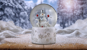Snowman with Cardinals and Friends Snow Globe