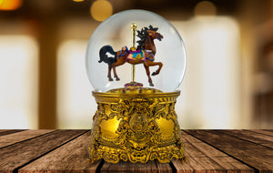 120MM Carousel Horse Revolving Musical Snow Globe