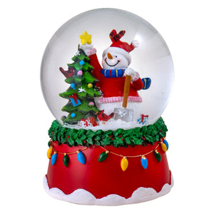 Snowman With Cardinals Snow Globe