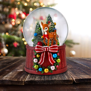 Fawn's First Noel w/ Wreath Snow Globe