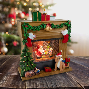 Musical Lighted Santa Fireplace Christmas Scene The San Francisco Music Box Company Collectible