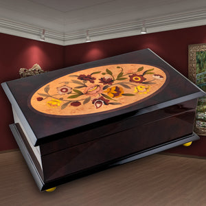 Classic Floral Musical Wooden Jewelry Box