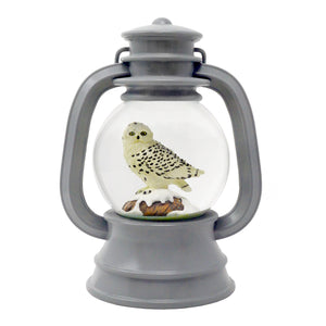 Grey Lantern Snowy Owl Snow Globe