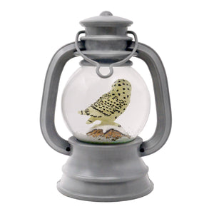 Grey Lantern Snowy Owl Snow Globe