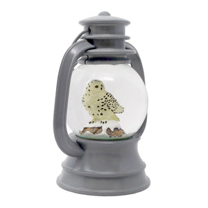 Grey Lantern Snowy Owl Snow Globe