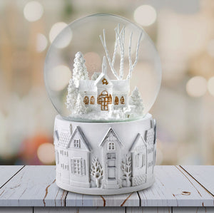 100MM White Christmas Scene Snow Globe