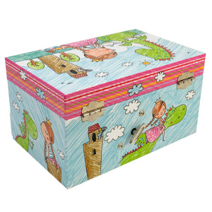 Princess with Friendly Dragon Heirloom Musical Jewelry Box