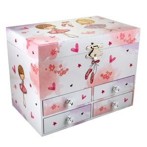 Ballerina Friends 4 Drawer Musical Jewelry Chest