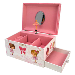 Ballet Recital Musical Jewelry Box with Side Drawers