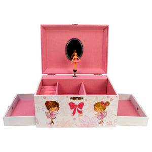 Ballet Recital Musical Jewelry Box with Side Drawers