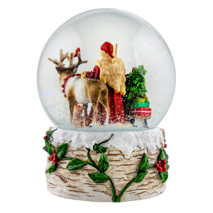 120MM Musical Santa with Reindeer Snow Globe