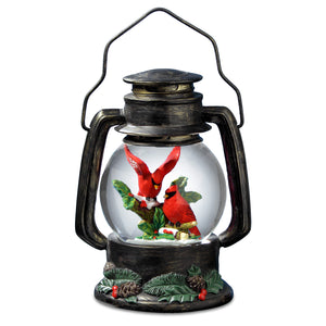 Cardinals Antique Lantern Snow Globe
