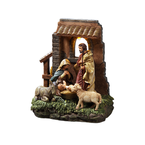 Holy Family in Stable Window FIG