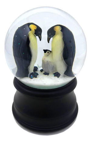 Penguins with Chick Snow Globe