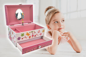 Flowers and Butterfly Fairy Heirloom Musical Jewelry Box San Francisco Music Box Company Collectible
