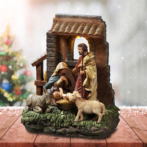Holy Family in Stable Window FIG The San Francisco Music Box Company Collectible 842970052623