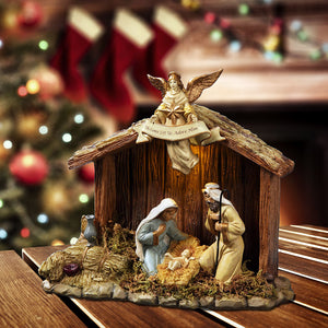 Nativity Stable w/Holy Family Figurine The San Francisco Music Box Company Collectible 842970052616
