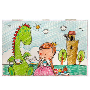 Princess with Friendly Dragon Heirloom Musical Jewelry Box San Francisco Music Box Company Collectible