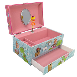 Princess with Friendly Dragon Heirloom Musical Jewelry Box San Francisco Music Box Company Collectible