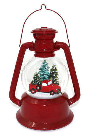 Red Truck Lantern Snow Globe San Francisco Music Box Company Collectible