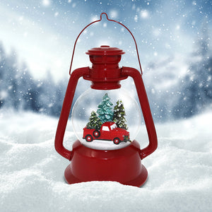 Red Truck Lantern Snow Globe San Francisco Music Box Company Collectible