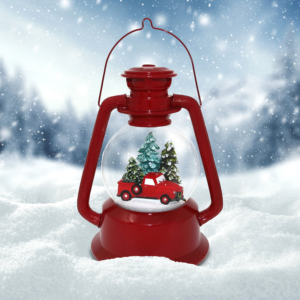 Red Truck Lantern Snow Globe
