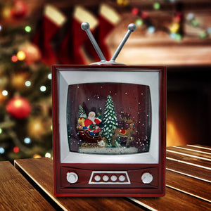 Santa in Spinning Water Television San Francisco Music Box Company Collectible