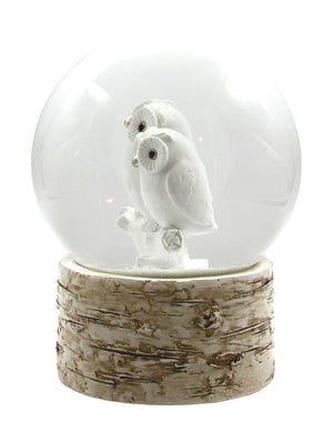 White Owl Babies 120MM Snow Globe San Francisco Music Box Company Collectible