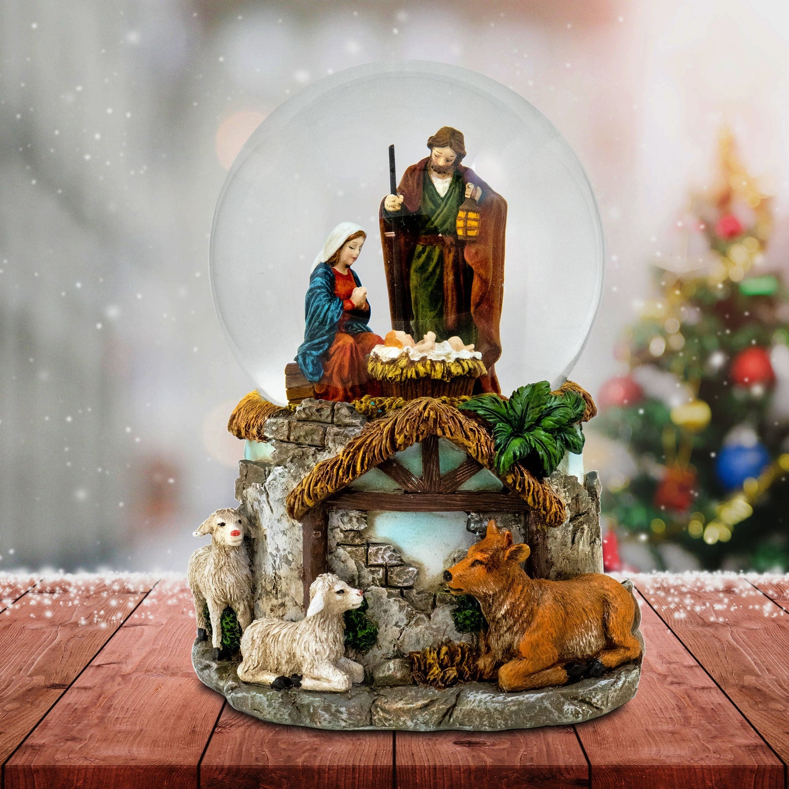 100MM Musical Holy Family Water Globe San Francisco Music Box Company Collectible 850060057199