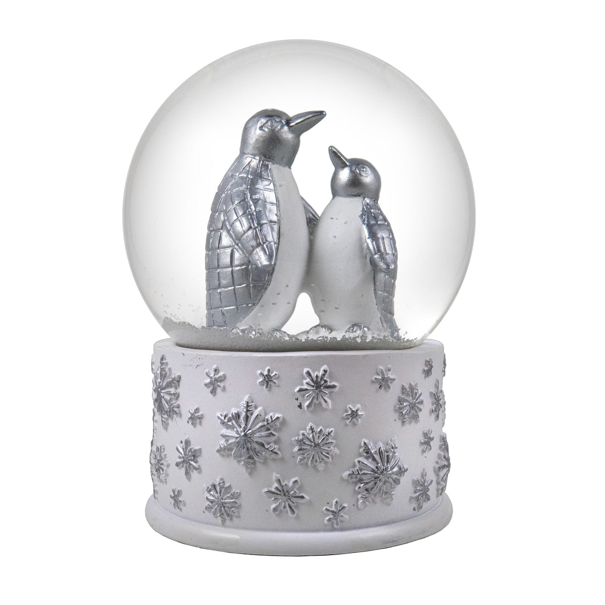 100mm Silver Penguins Playing Snow Globe San Francisco Music Box Company Collectible 683332665224