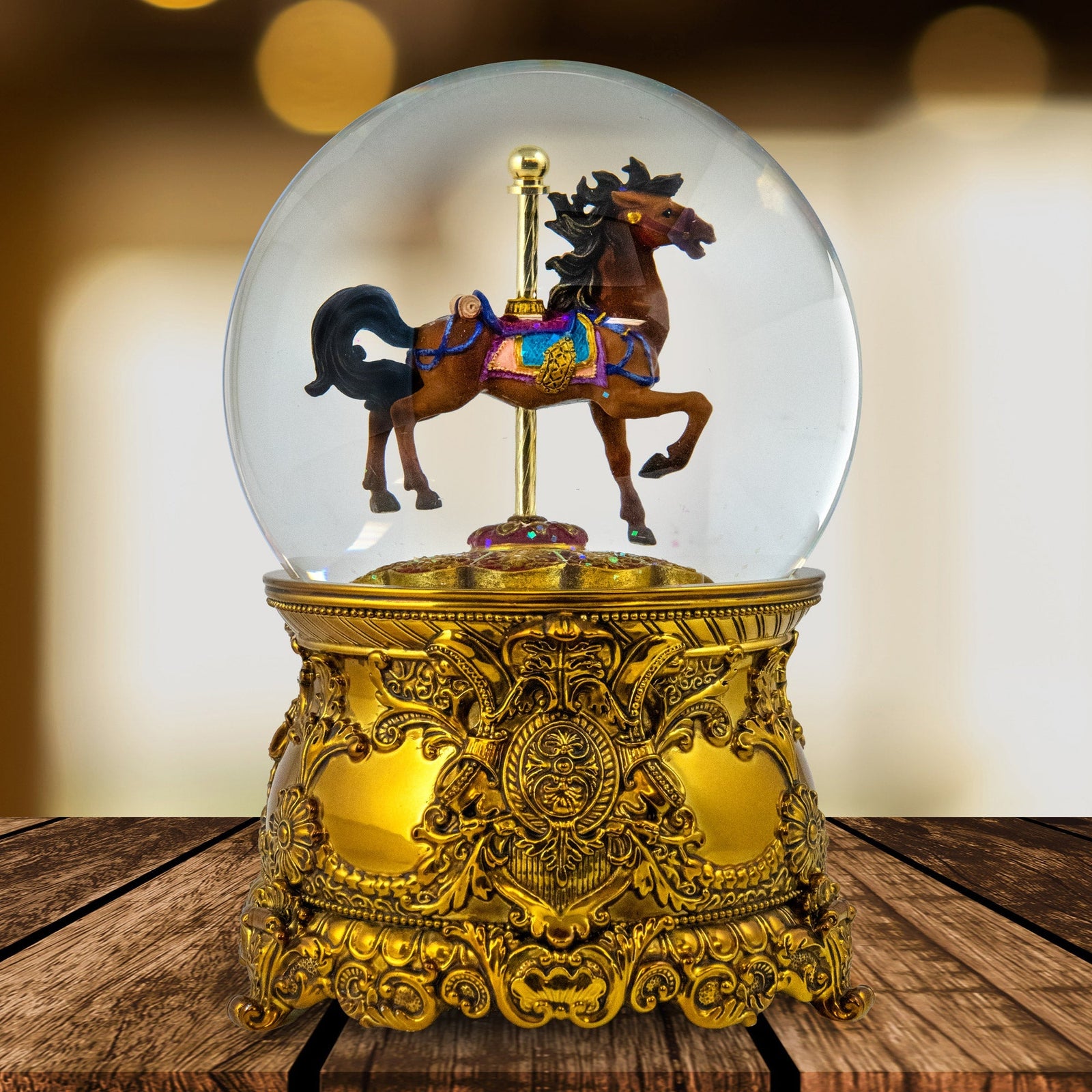 120MM Carousel Horse Revolving Musical Snow Globe The San Francisco Music Box Company Collectible