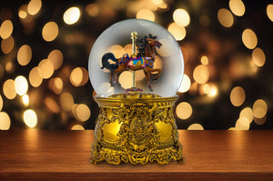 120MM Carousel Horse Revolving Musical Snow Globe The San Francisco Music Box Company Collectible