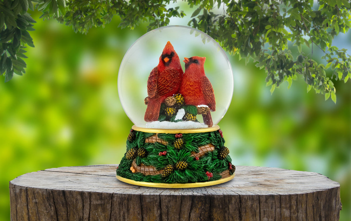 120MM Festive Cardinals Musical Snow Globe The San Francisco Music Box Company Collectible