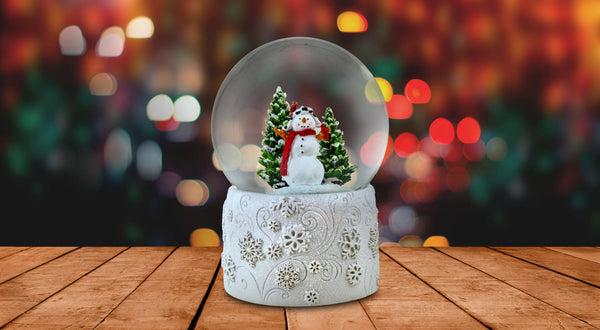 120MM Snowman Snow Globe with White Snowflake Base - San Francisco