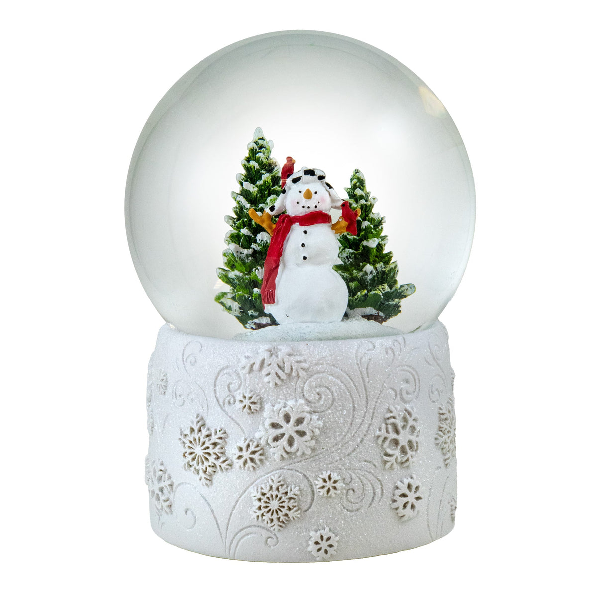 120MM Snowman Snow Globe with White Snowflake Base San Francisco Music Box Company Collectible 850060057250