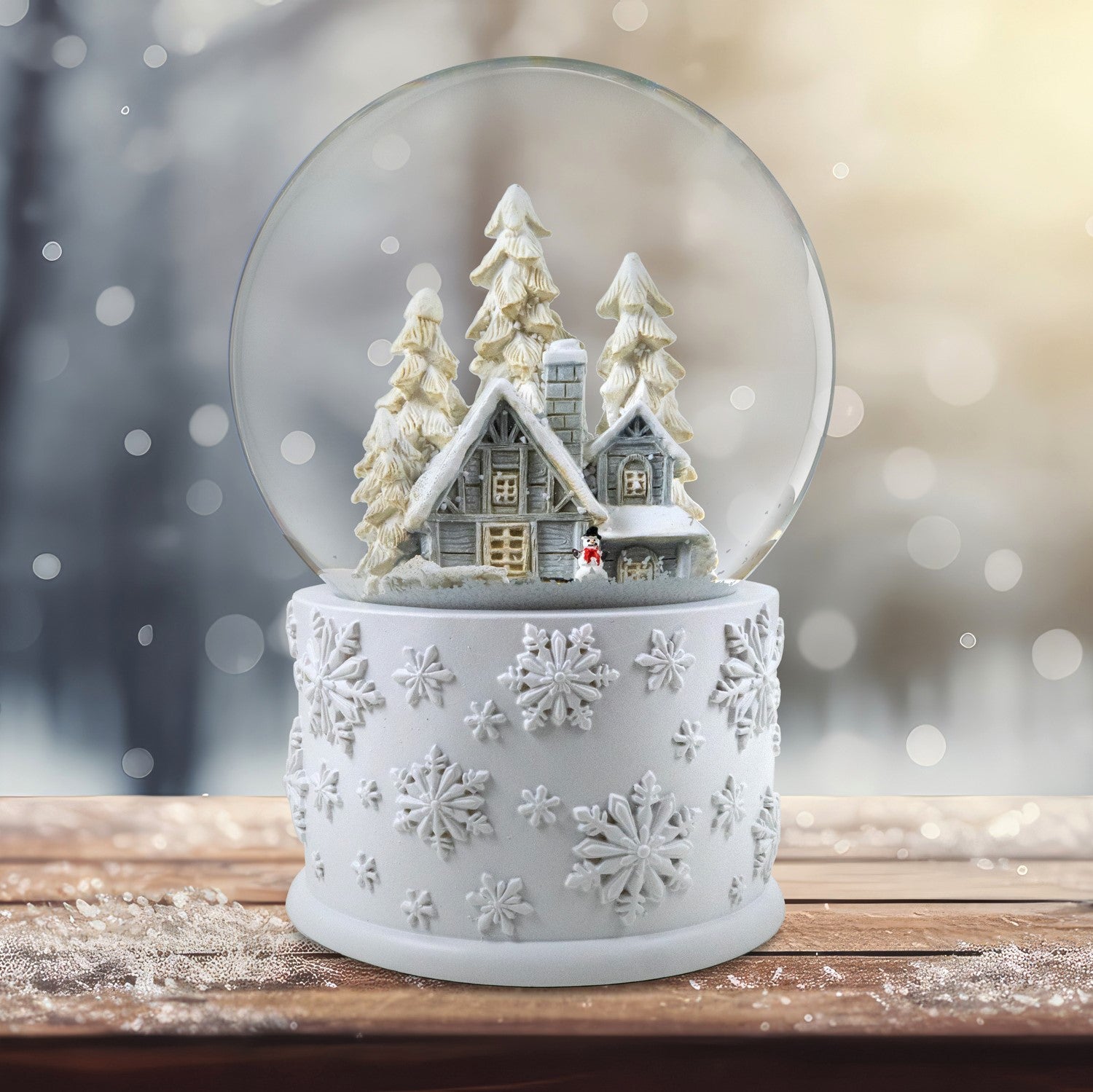 120mm Snowy White Home Scene Snow Globe San Francisco Music Box Company Collectible 683332665217