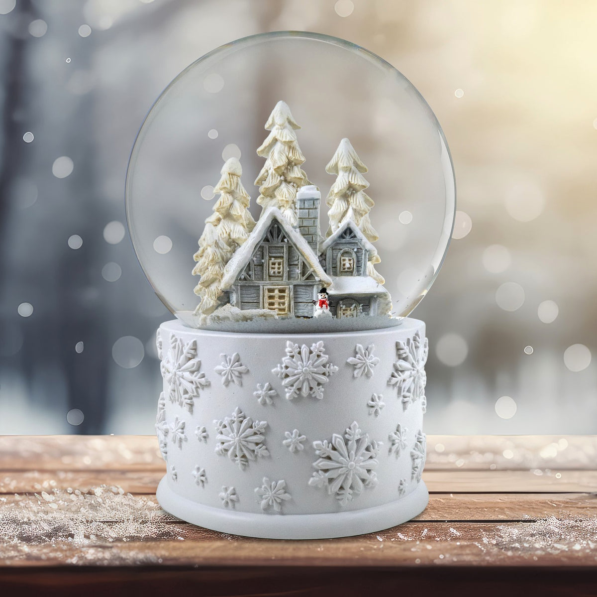 120mm Snowy White Home Scene Snow Globe