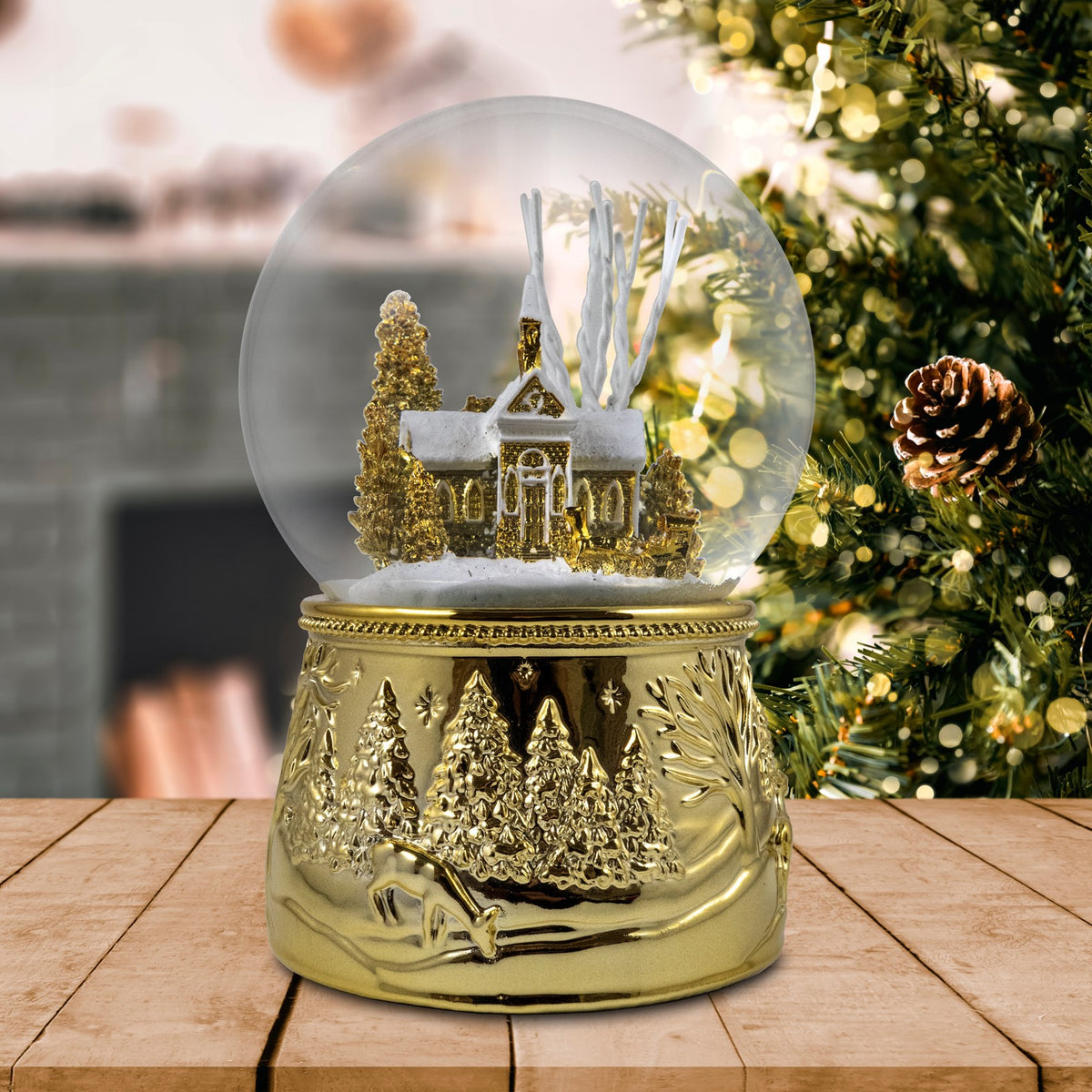 100mm Golden House Scene Water Globe