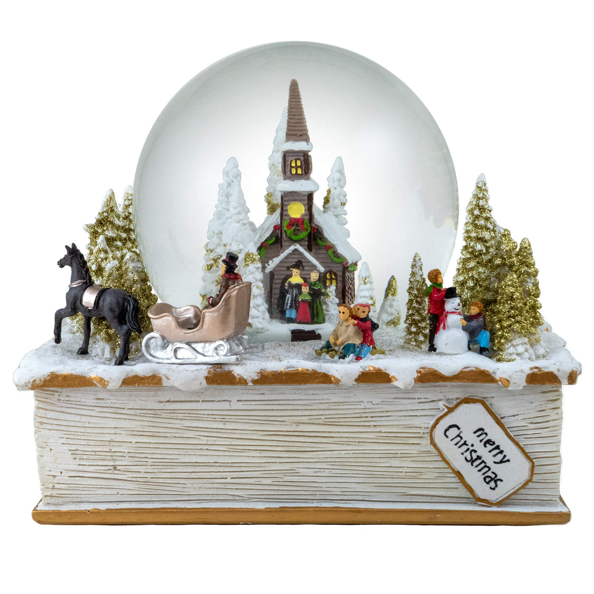 Winter Holiday Scene on Book Snow Globe