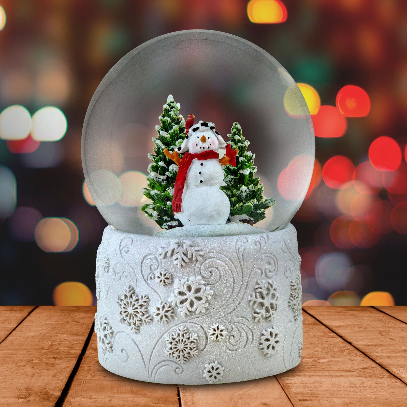 120MM Snowman Snow Globe with White Snowflake Base