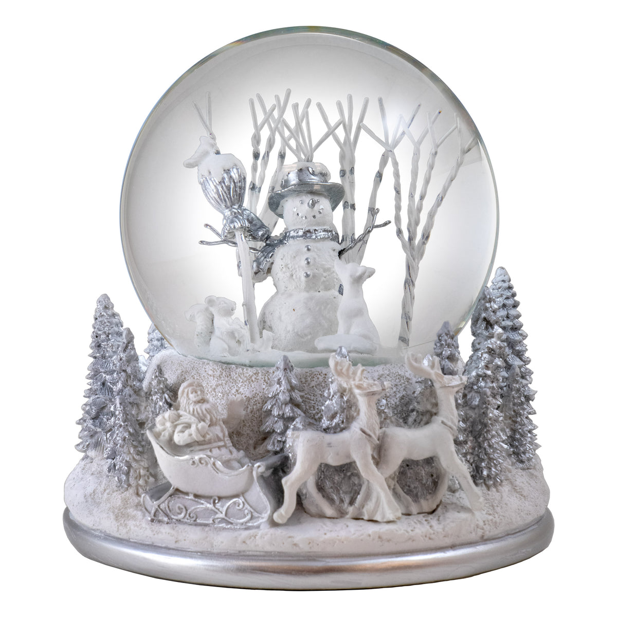 White Christmas Snowman Holiday Snow Globe